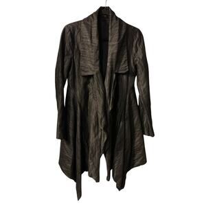 Eileen Fisher Women's Waterfall Lagenlook Jacket Size M Black Metallic Viscose